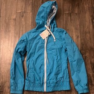 Vintage SPLIT Lightweight Blue Hooded Windbreaker Jacket
